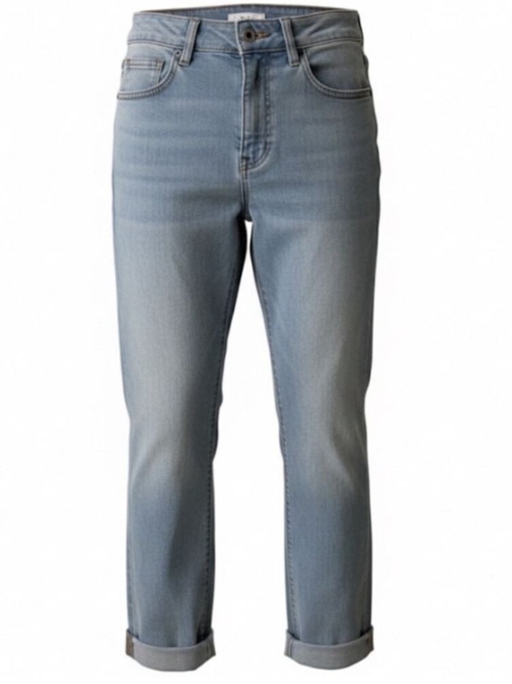 Bleu Women’s Light Wash Straight Leg Jeans 4 Cuffed Hem Cotton Blend
